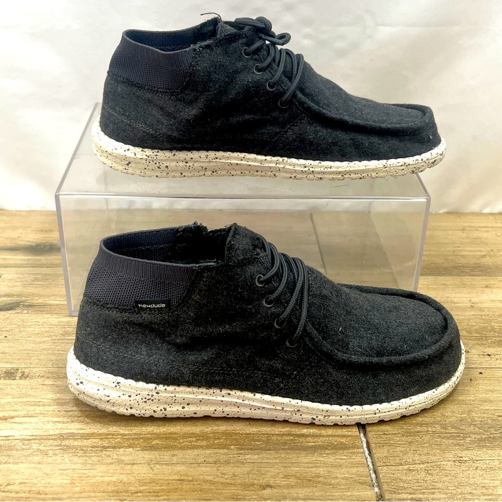Hey Dude Mens Wayne Charcoal High Top Sneakers Lace Up Shoes Size 9 / Eur 41